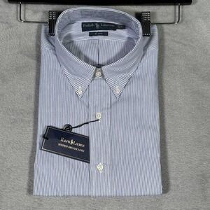 Vintage Polo Ralph Lauren Shirt Mens L Blue Stripe Sueded Broadcloth Blake